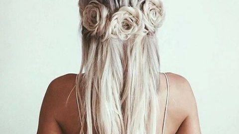تسريحة شعر انسيابية مع ورود السنابل 2016