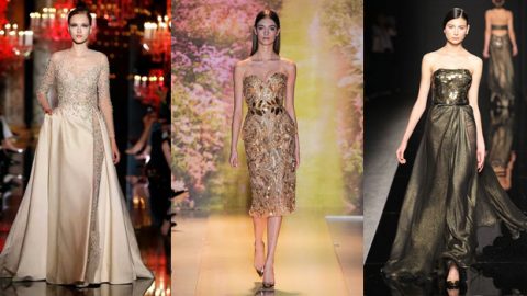 الفساتين الذهبية تبرز أناقة المرأة العربية لعام 2014