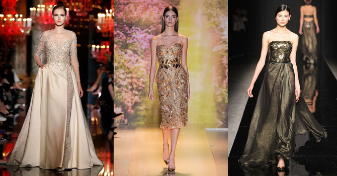 الفساتين الذهبية تبرز أناقة المرأة العربية لعام 2014