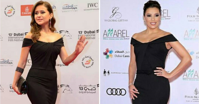 فستان زينة زكي حائر بين نيللي كريم وإيفا لانغوريا في مهرجان دبي السينمائي 2016