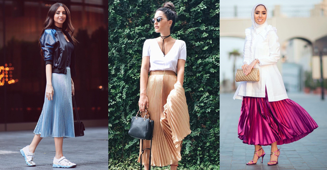 واكبي صيحة التنورة ذات الكسرات المتتالية على طريقة الفاشينيستا