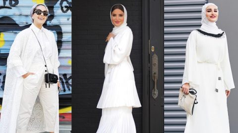 الأبيض شعار الفاشينيستا المحجبات أولي أيام رمضان