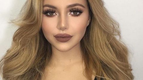 مكياج عيون دخاني مع احمر شفاه بني من كايلي جينر 2016