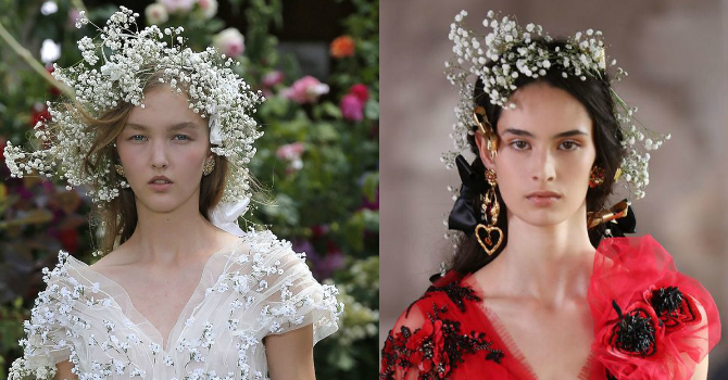 Rodarte تزين شعر العارضات بزهور الحدائق لربيع 2018