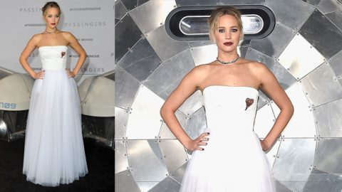 جنيفر لورانس تدخل عالم الفضاء بفستان ديور في العرض الأول لفيلمها Passengers