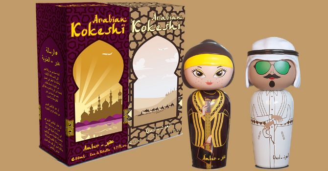 عطور دُمى كوكيشي اليابانية بزي و رائحة عربية