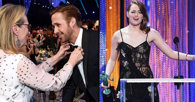 لقطات كوميدية لنجوم LA LA LAND في حفل  SAG Awards