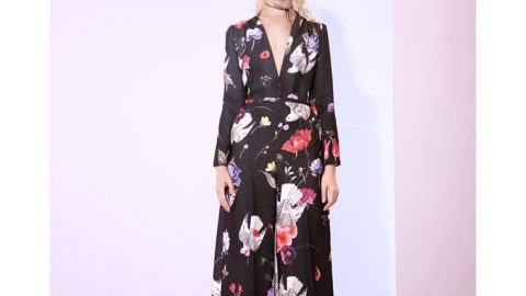 فستان أسود طويل من ساندرا منصور ربيع 2017