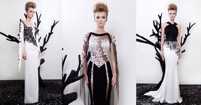 فساتين سهرة طارق سنو ربيع 2016 لعاشقات المونوكروم