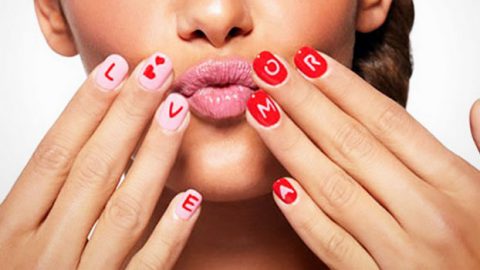 رسمات طلاء أظافر بسيطة لعيد الحب 2015