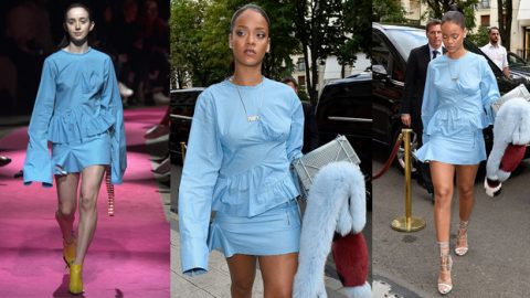 ريهانا تسرق الأضواء بإطلالة كاملة بلونها المفضل في باريس