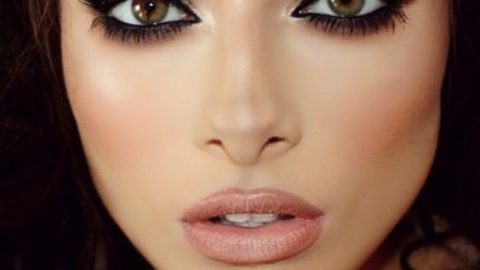 مكياج عيون دخاني مع احمر شفاه نيود 2016