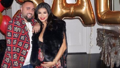 ريما فقيه تستعرض حملها بحفل عيد ميلاد زوجها