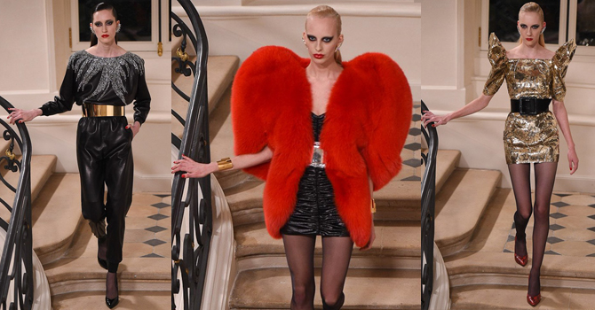 امرأة سان لوران شتاء 2016 2017 تعود من سهرة الثمانينيات