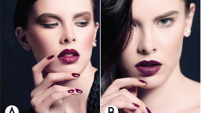أحمر شفاه أرجواني مع مكياج جفون بسيط ودخاني للصباح والمساء من هالة عجم صيف 2015