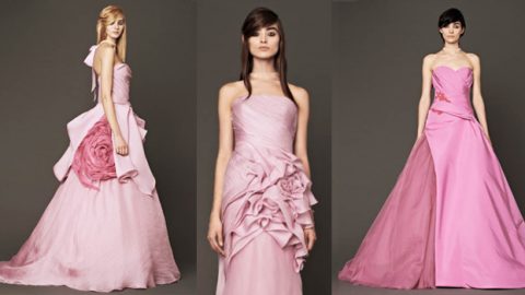 فساتين زفاف وردية خريف 2014 من فيرا وانغ