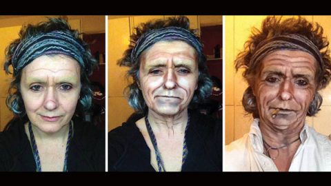 خبيرة التجميل لوسيا بيتاليس بشخصية الممثل البريطاني Keith Richards