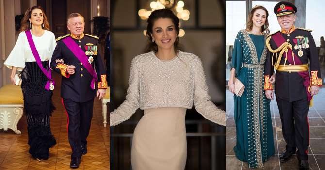 إطلالات أيقونية للملكة رانيا في عيدها الـ 45