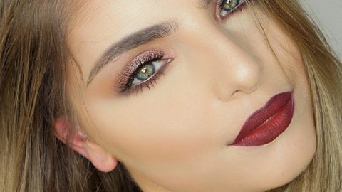 خبيرة التجميل هيدي حمود بمكياج عيون ميتاليك مع احمر شفاه احمر