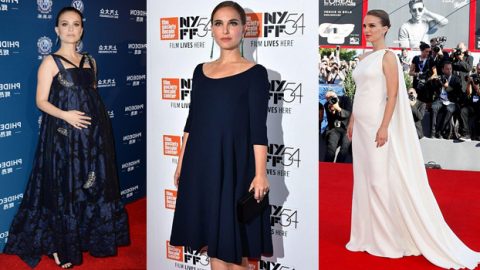 طرق اختيار فساتين الحمل للسهرة من ناتلي بورتمان