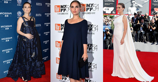 طرق اختيار فساتين الحمل للسهرة من ناتلي بورتمان