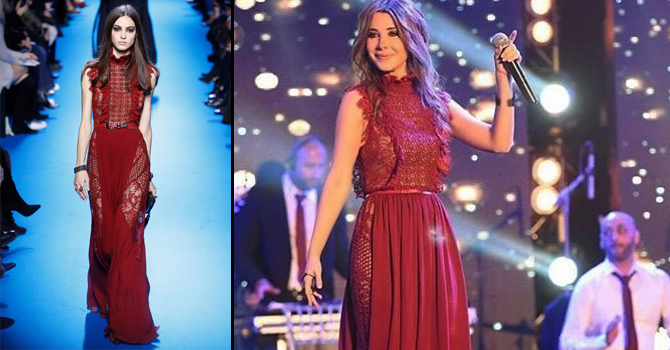 نانسي عجرم تسرق الأضواء بفستان إيلي صعب في حفلها الأخير