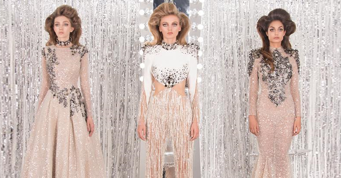 أزياء طارق سنو شتاء 2017 البراقّة تضيئ سهرتك