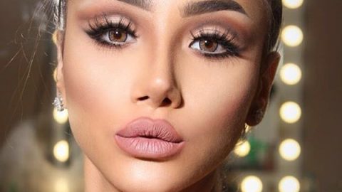 ظلال جفون دخاني فاتح مع رموش طويلة من معصومة هاشم