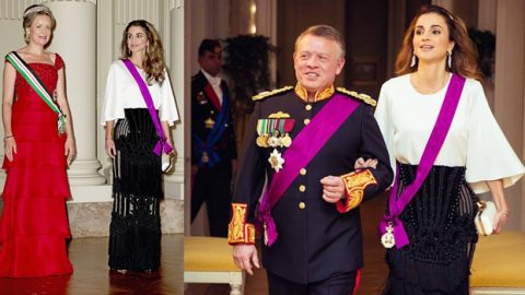 الملكة رانيا تفاجئ الجميع بتنورة بالمان أثناء زيارتها لبلجيكا