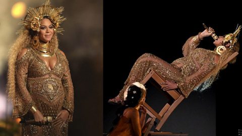 الملكة بيونسيه تتحدي حملها بحركات جريئة على مسرح غرامي 2017