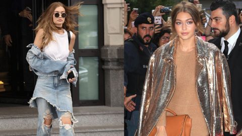 جيجي حديد تسرق الأضواء من مدونات الموضة بشوارع ميلانو