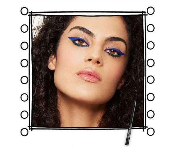 رسمة عيون قطة سميكة باستخدام بقلم maybelline lasting drama gel pencil