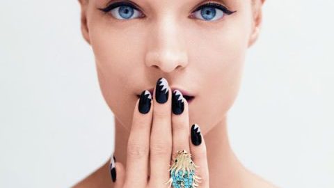 موضة nail art اللون الأسود والوردي 2015