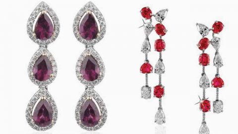 أقراط ذهب أبيض مع أحجار الروبي بتصميم جذاب عليك اكتشافها