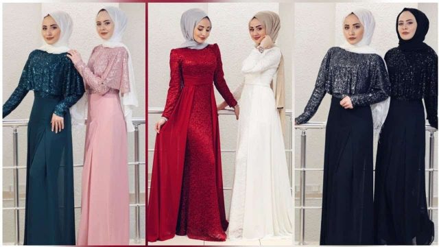 صور فساتين سواريه للمحجبات لشتاء 2020