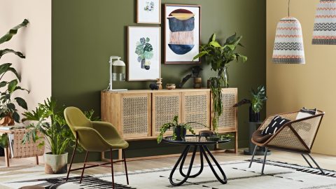 بالصور: ديكورات غرف معيشة باللون الأخضر لتجديد المنزل في الخريف